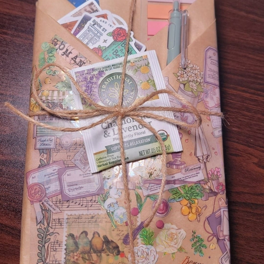 Blind Date With a Book gift bundle styled with dragon and spellbook fantasy decor